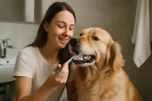 Golden retriever e igiene orale: il semplice gesto quotidiano che previene problemi futuri
