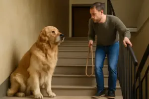 Cani e scale nei palazzi: perché il golden retriever si incanta e come motivarlo a scendere o salire