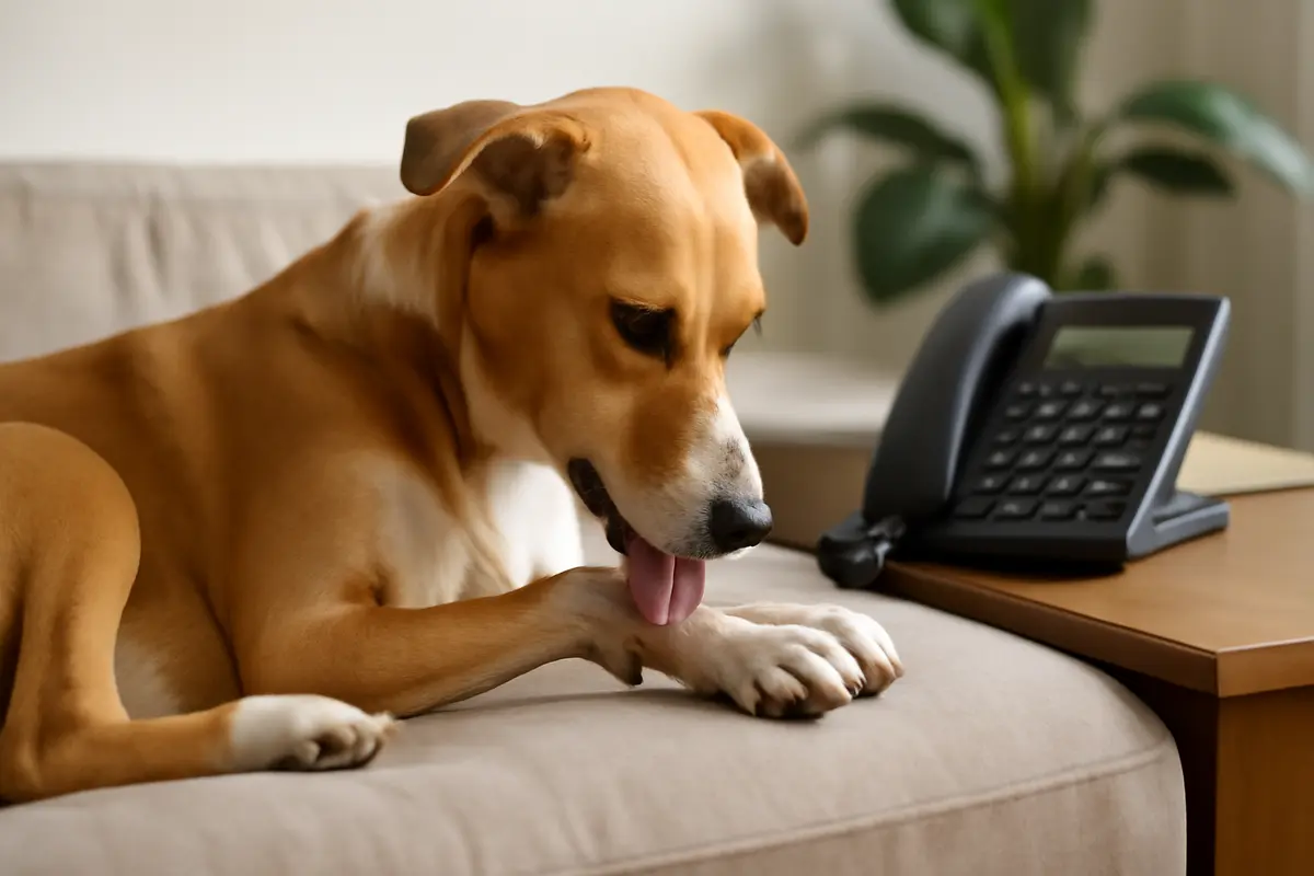 Cane che lecca le zampe in modo insistente? Quando chiamare il veterinario senza aspettare troppo